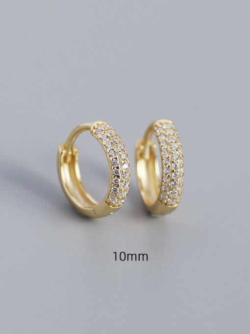 10mm gold 925 Sterling Silver Cubic Zirconia Geometric Minimalist Huggie Earring