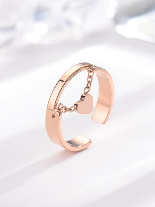 Love chain rose gold ring Titanium Steel Geometric Minimalist Stackable Ring