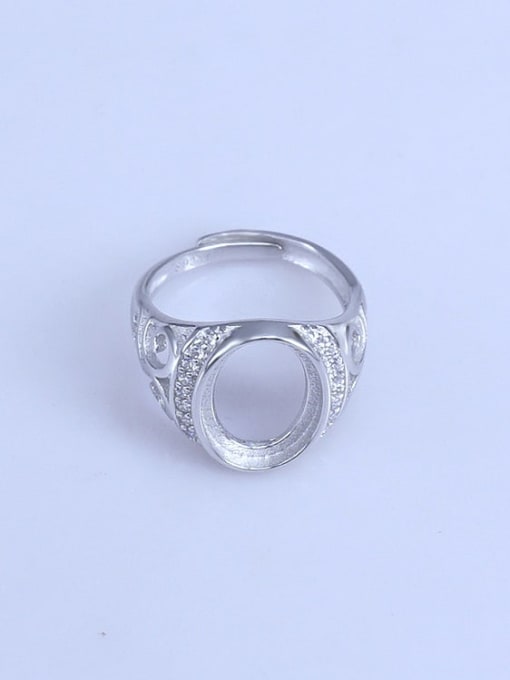 Supply 925 Sterling Silver 18K White Gold Plated Geometric Ring Setting Stone size: 10*14mm 0