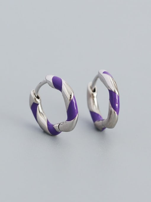 White gold (purple) 925 Sterling Silver Enamel Geometric Trend Stud Earring