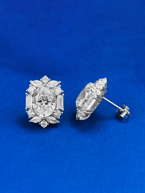 M&J 925 Sterling Silver Cubic Zirconia Flower Luxury Cluster Earring 0
