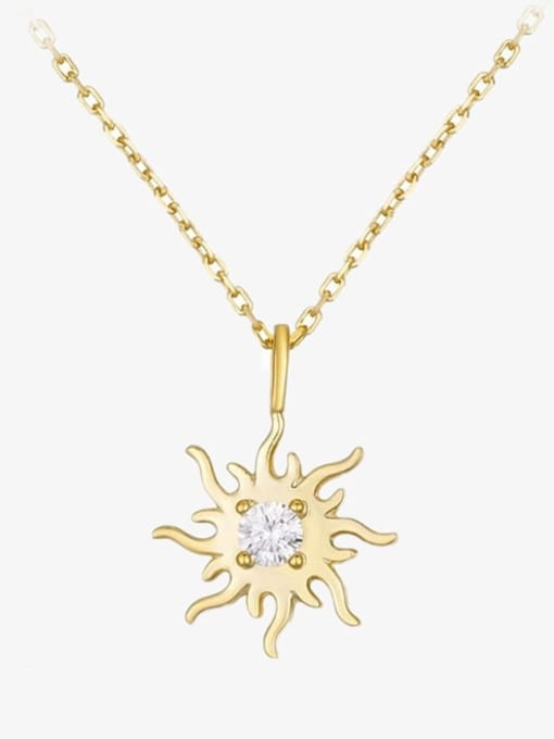 A&T Jewelry 925 Sterling Silver Rhinestone Sun Flower Minimalist Necklace 0