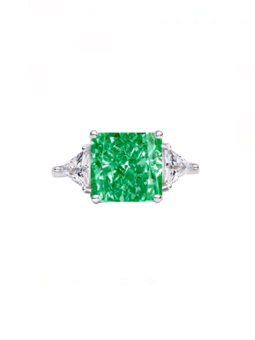 Tsavorite Green 10# 925 Sterling Silver High Carbon Diamond Geometric Luxury Band Ring