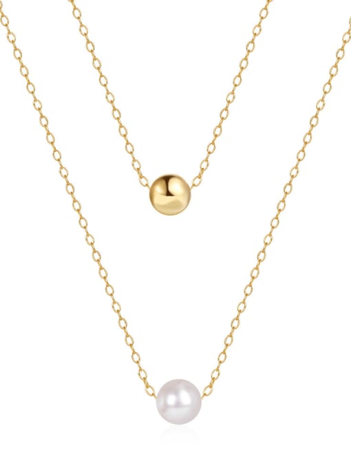 YUANFAN 925 Sterling Silver Imitation Pearl Ball Minimalist Necklace 0