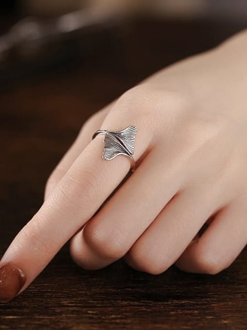 TAIS 925 Sterling Silver Leaf Vintage Band Ring 1