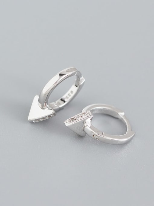 Platinum 925 Sterling Silver Rhinestone White Triangle Trend Huggie Earring