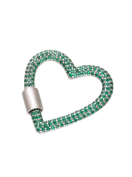Platinum+Green Brass Microinlay Cubic Zirconia Geometric Heart Shaped Pendant