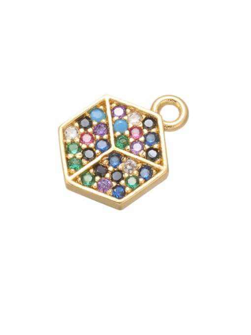 Vd474 hexagon Brass Cubic Zirconia Micro Inlay Cross snowflake Pendant