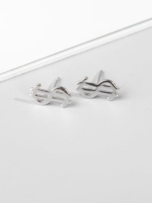 Platinum 925 Sterling Silver Irregular Minimalist Stud Earring