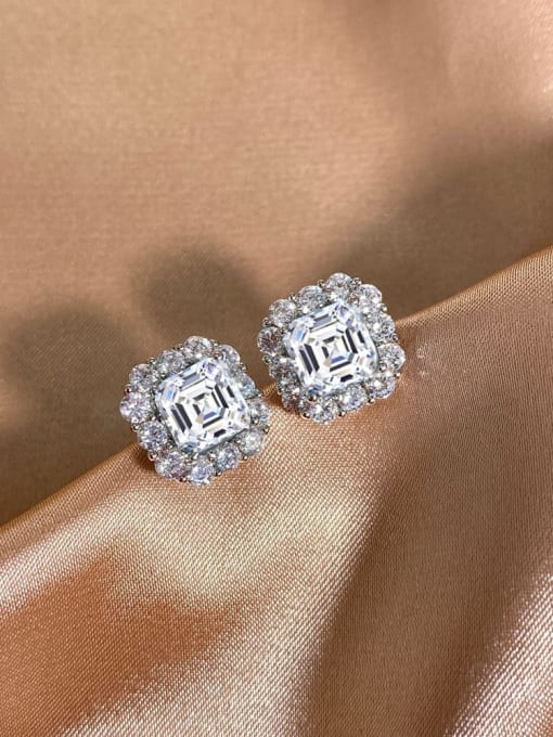 A&T Jewelry 925 Sterling Silver High Carbon Diamond Geometric Luxury Earring 1