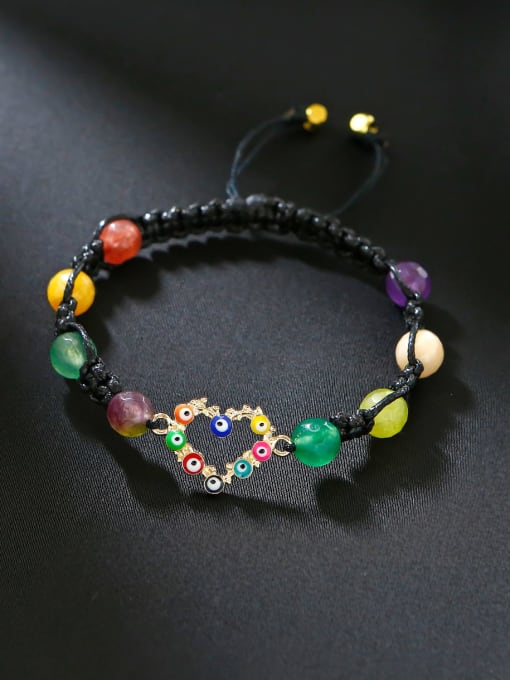JMI Multi Color Carnelian Stone Enamel Heart Trend Handmade Beaded Bracelet 3
