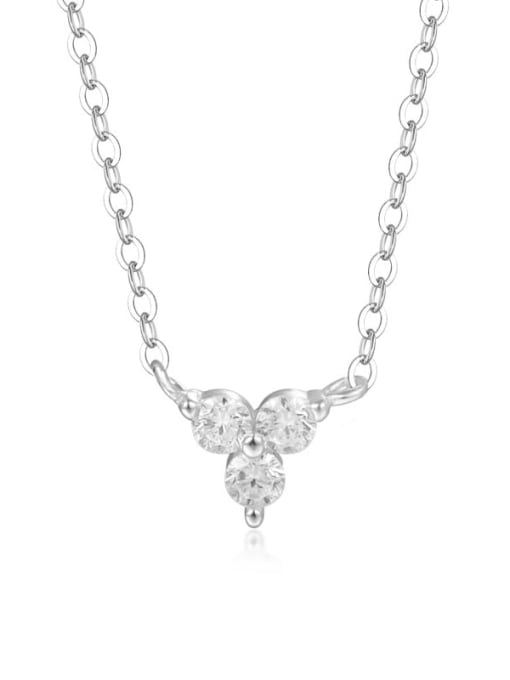 F3688 Electric Silver 925 Sterling Silver Cubic Zirconia Flower Dainty Necklace
