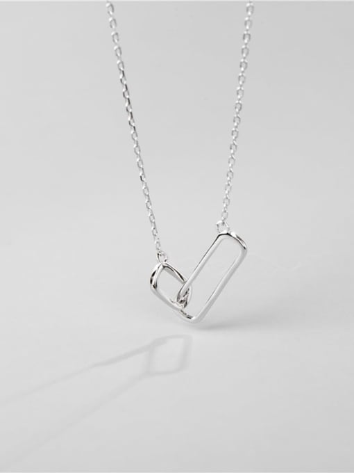 Square buckle Necklace 925 Sterling Silver Geometric Minimalist Necklace