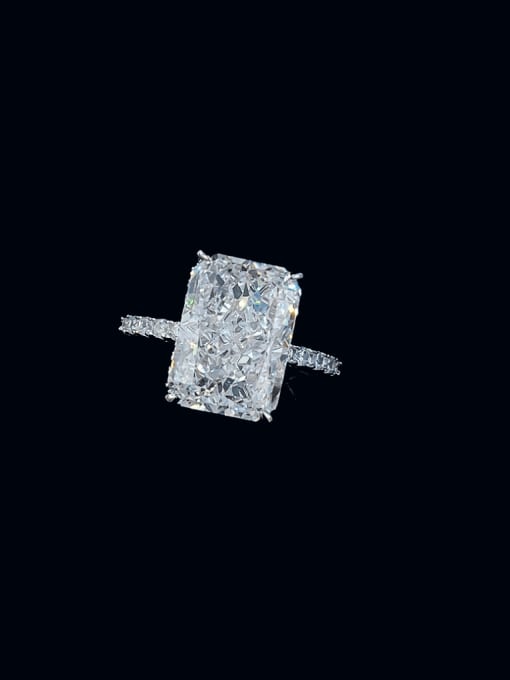R988  platinum 925 Sterling Silver Cubic Zirconia Geometric Luxury Cocktail Ring