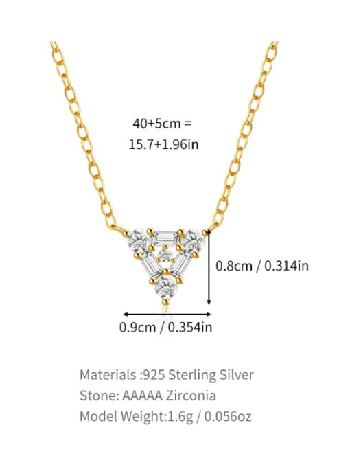YUANFAN 925 Sterling Silver Cubic Zirconia Triangle Dainty Necklace 3