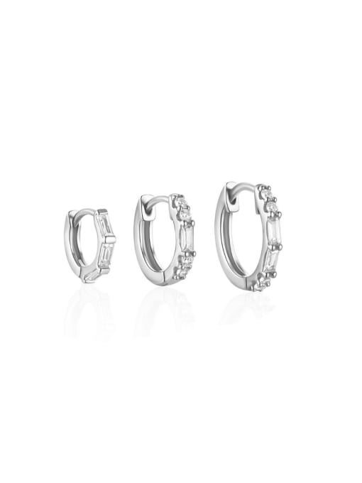 platinum 925 Sterling Silver Cubic Zirconia Geometric Dainty Huggie Earring