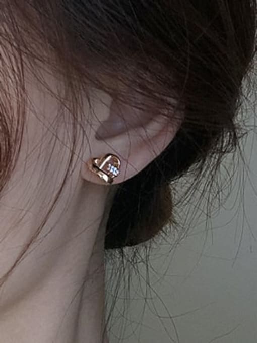 ZEMI 925 Sterling Silver Rhinestone Heart Minimalist Huggie Earring 3