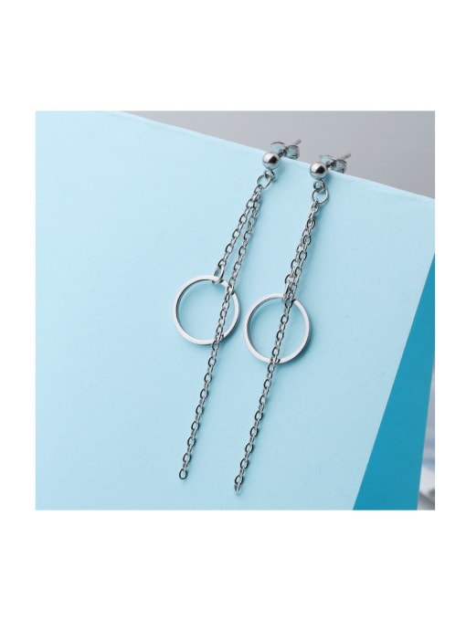 MEN PO Stainless steel Ring tassel Minimalist Threader Earring 0