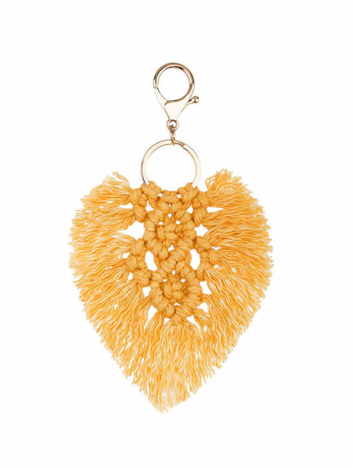 Yellow k68160 Alloy Cotton Rope Heart Artisan  Hand-Woven Bag Pendant