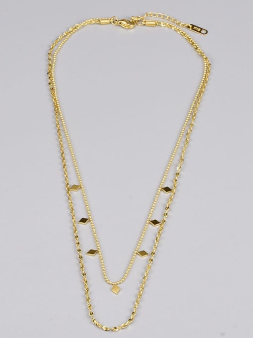 MEN PO Titanium Steel  Minimalist Diamond Sequin Double Layer Gold Necklace 3