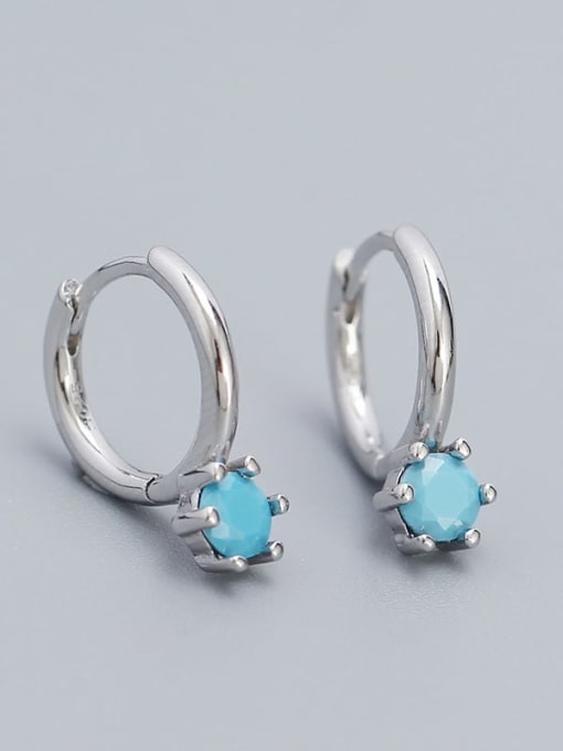 Platinum (Turquoise) 925 Sterling Silver Cubic Zirconia Geometric Dainty Stud Earring