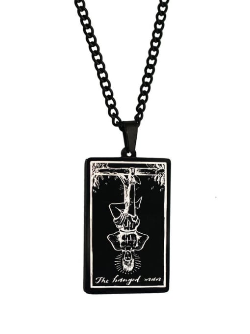 black The Hanged Man's Tarot hip hop stainless steel titanium steel necklace