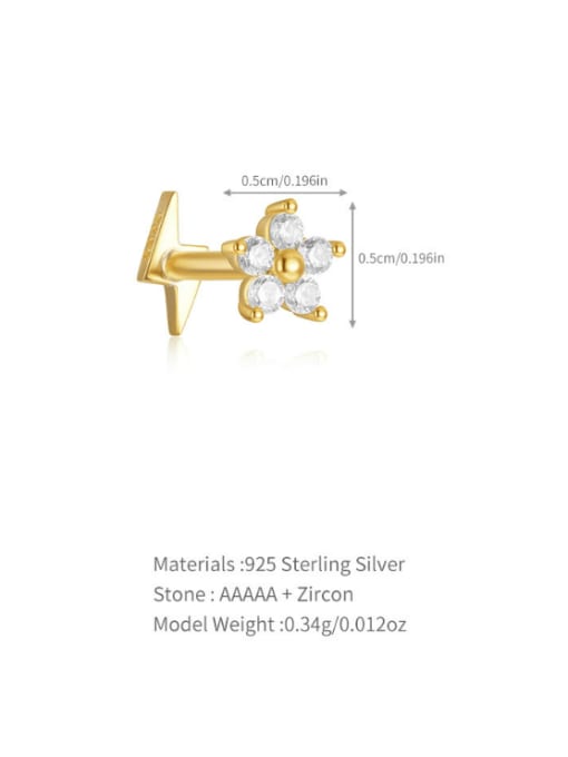 Single Gold 7 925 Sterling Silver Cubic Zirconia Geometric Minimalist Single Earring