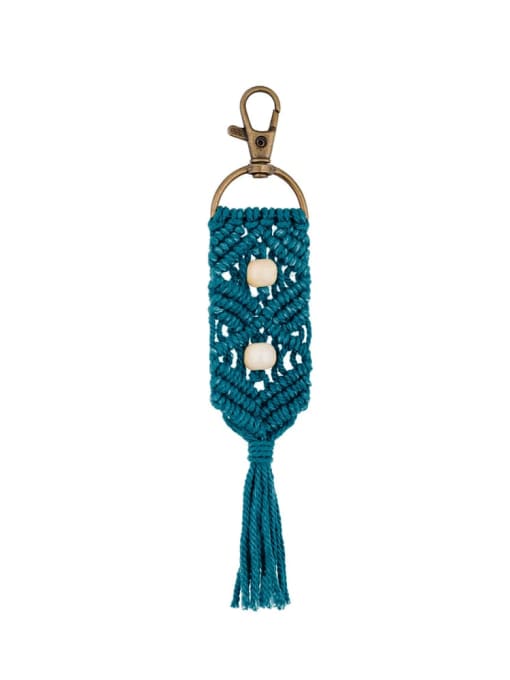 Azure k68159 Alloy Bead Cotton Rope Tassel Bohemia Hand-Woven Bag Pendant