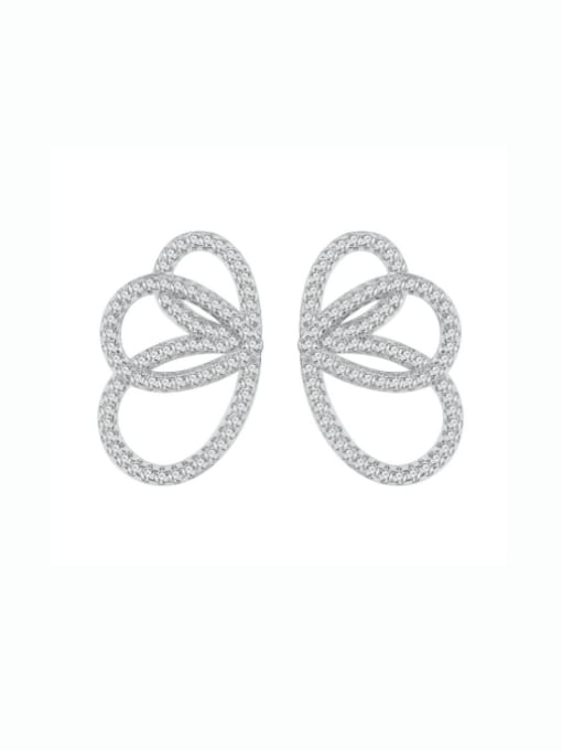 A&T Jewelry 925 Sterling Silver Cubic Zirconia  Hollow Butterfly Luxury Cluster Earring 0