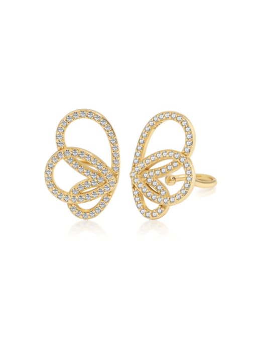 Gold YC1E0006 S W WH 925 Sterling Silver Cubic Zirconia Butterfly Statement Stud Earring