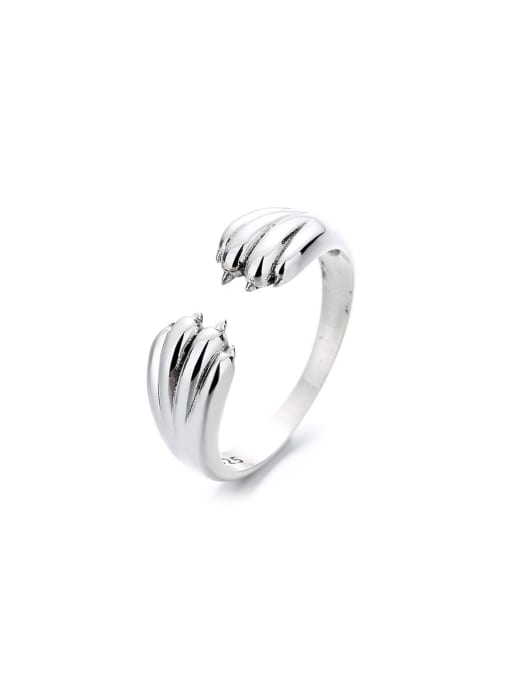 TAIS 925 Sterling Silver cat paw Vintage Band Ring 0
