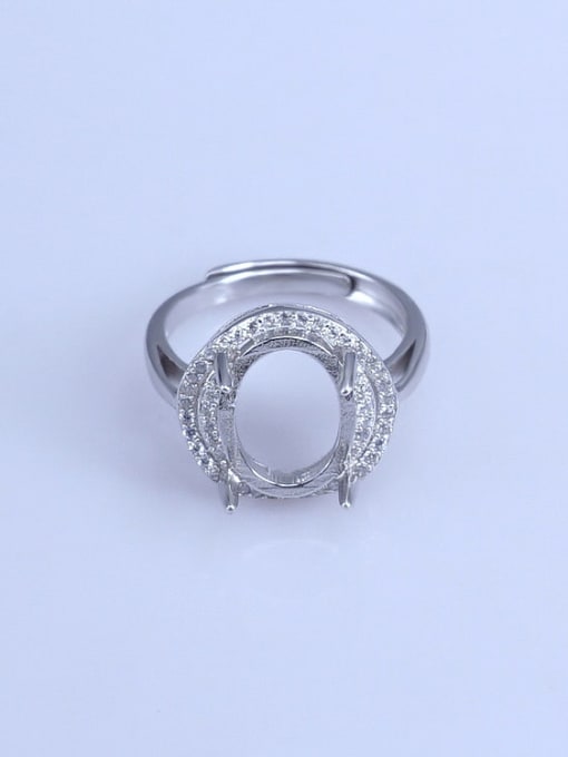 Supply 925 Sterling Silver 18K White Gold Plated Geometric Ring Setting Stone size: 8*10 9*11 11*13 10*14 12*16MM 0
