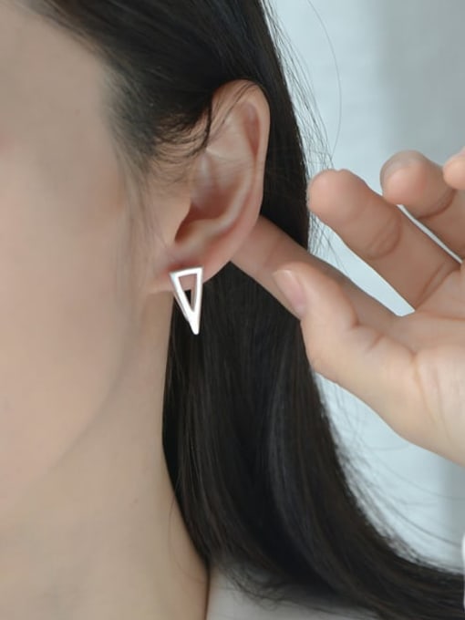 ARTTI 925 Sterling Silver Hollow Triangle Minimalist Stud Earring 1