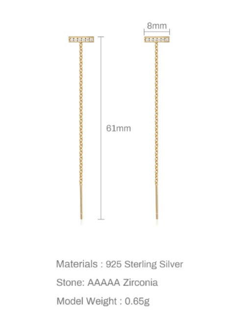 YUANFAN 925 Sterling Silver Cubic Zirconia Tassel Minimalist Threader Earring 3