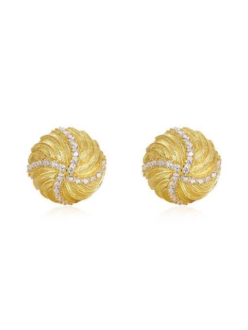 E3342 Gold 925 Sterling Silver Cubic Zirconia Round Dainty Stud Earring