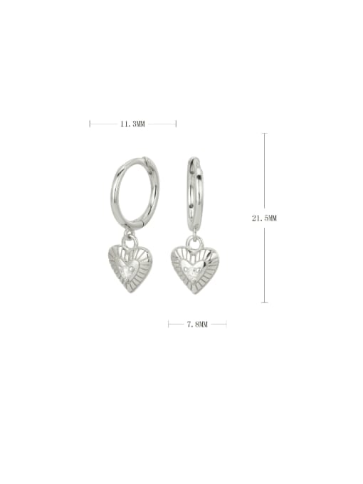 platinum 925 Sterling Silver Cubic Zirconia Heart Minimalist Huggie Earring