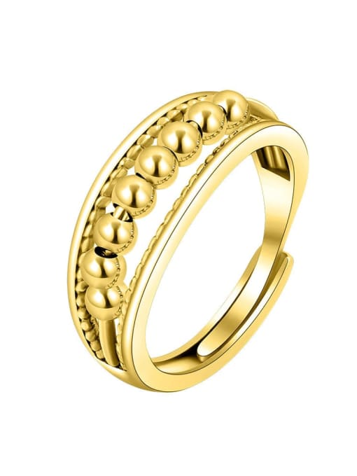 18k gold 925 Sterling Silver Bead Geometric Minimalist Rotate Band Ring