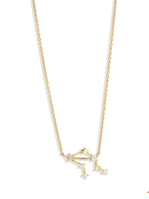Gold Libra 925 Sterling Silver Cubic Zirconia Constellation Dainty Necklace