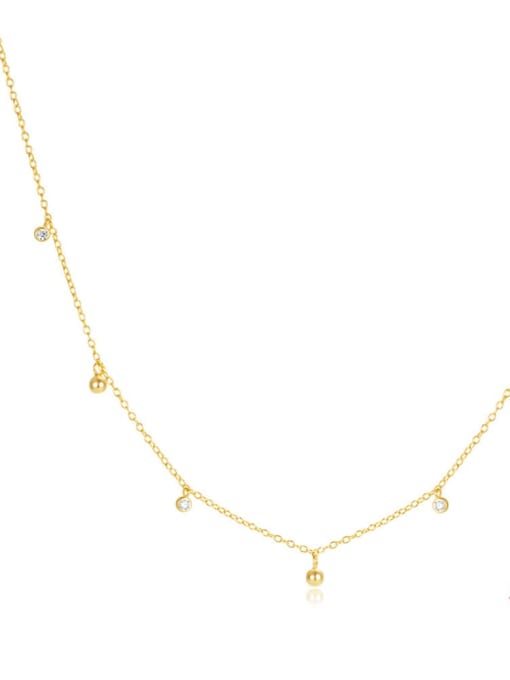 golden 925 Sterling Silver Cubic Zirconia Tassel Dainty Tassel Necklace