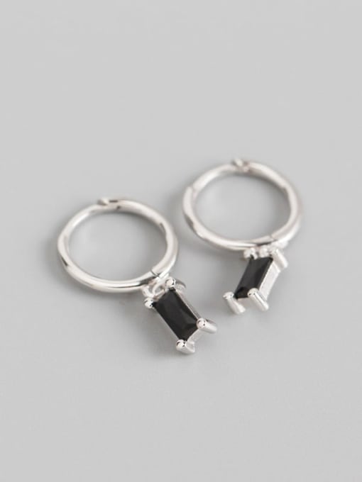 3#Blackstone white gold 925 Sterling Silver Cubic Zirconia Multi Color Geometric Minimalist Huggie Earring