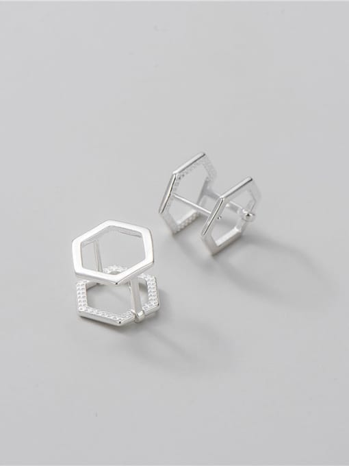 hexagon 925 Sterling Silver Geometric Vintage Stud Earring