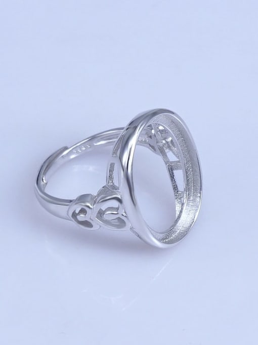 Supply 925 Sterling Silver 18K White Gold Plated Heart Ring Setting Stone size: 15*20mm 2