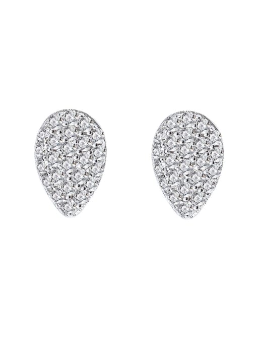 A&T Jewelry 925 Sterling Silver Cubic Zirconia Water Drop Luxury Cluster Earring 0