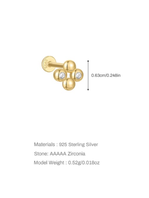 Single Platinum 7 925 Sterling Silver Cubic Zirconia Geometric Minimalist Single Earring
