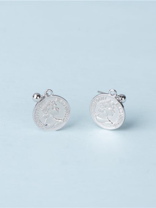Platinum 925 Sterling Silver profile picture coin Coin Vintage Drop Earring