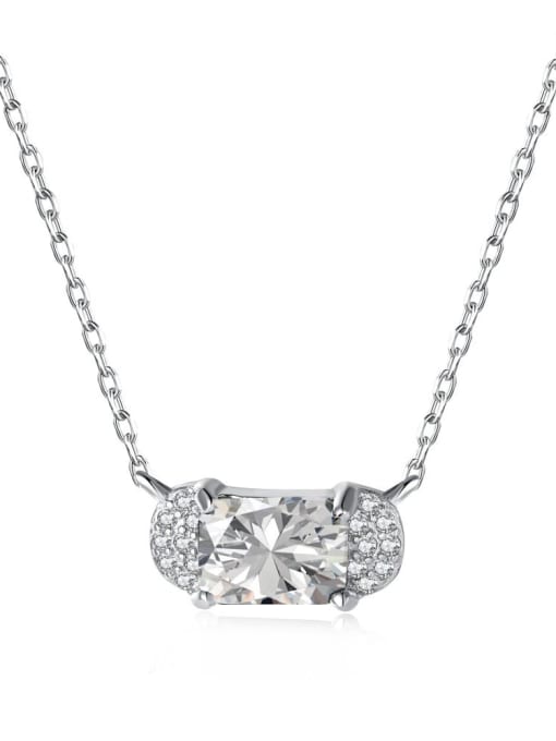 DY190347 S W WH 925 Sterling Silver Cubic Zirconia Geometric Dainty Necklace
