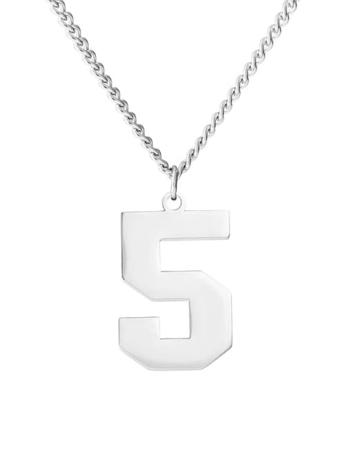 Number 5 Necklace Titanium Steel Number Minimalist Long Strand Necklace