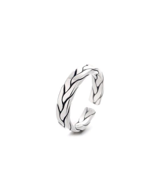 622JS5.3g 925 Sterling Silver Geometric hand braided braids Vintage Band Ring