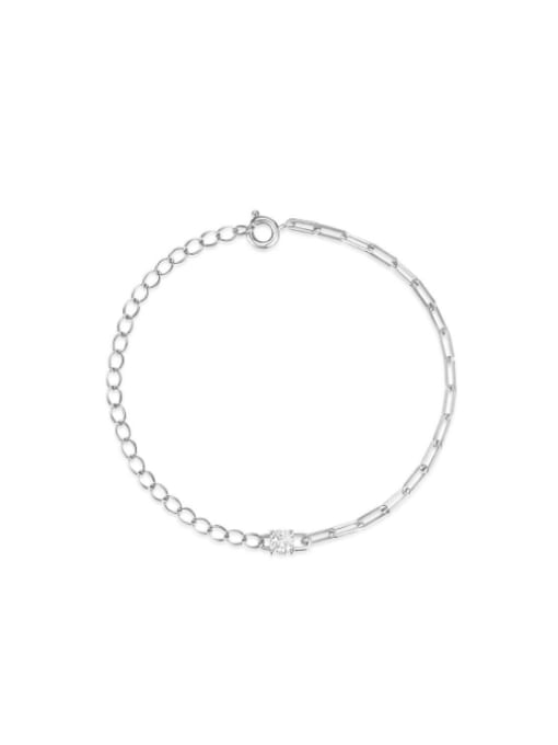 YUANFAN 925 Sterling Silver Geometric Minimalist Asymmetrical  Chain Link Bracelet
