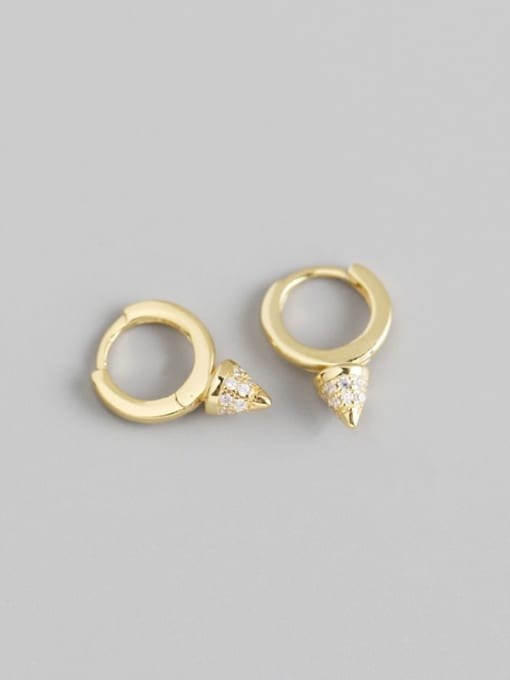 Gold 925 Sterling Silver Rhinestone White Geometric Dainty Huggie Earring